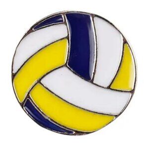 Blue Yellow & White Volleyball Enamel Pin | Sports Lover Lapel Pin